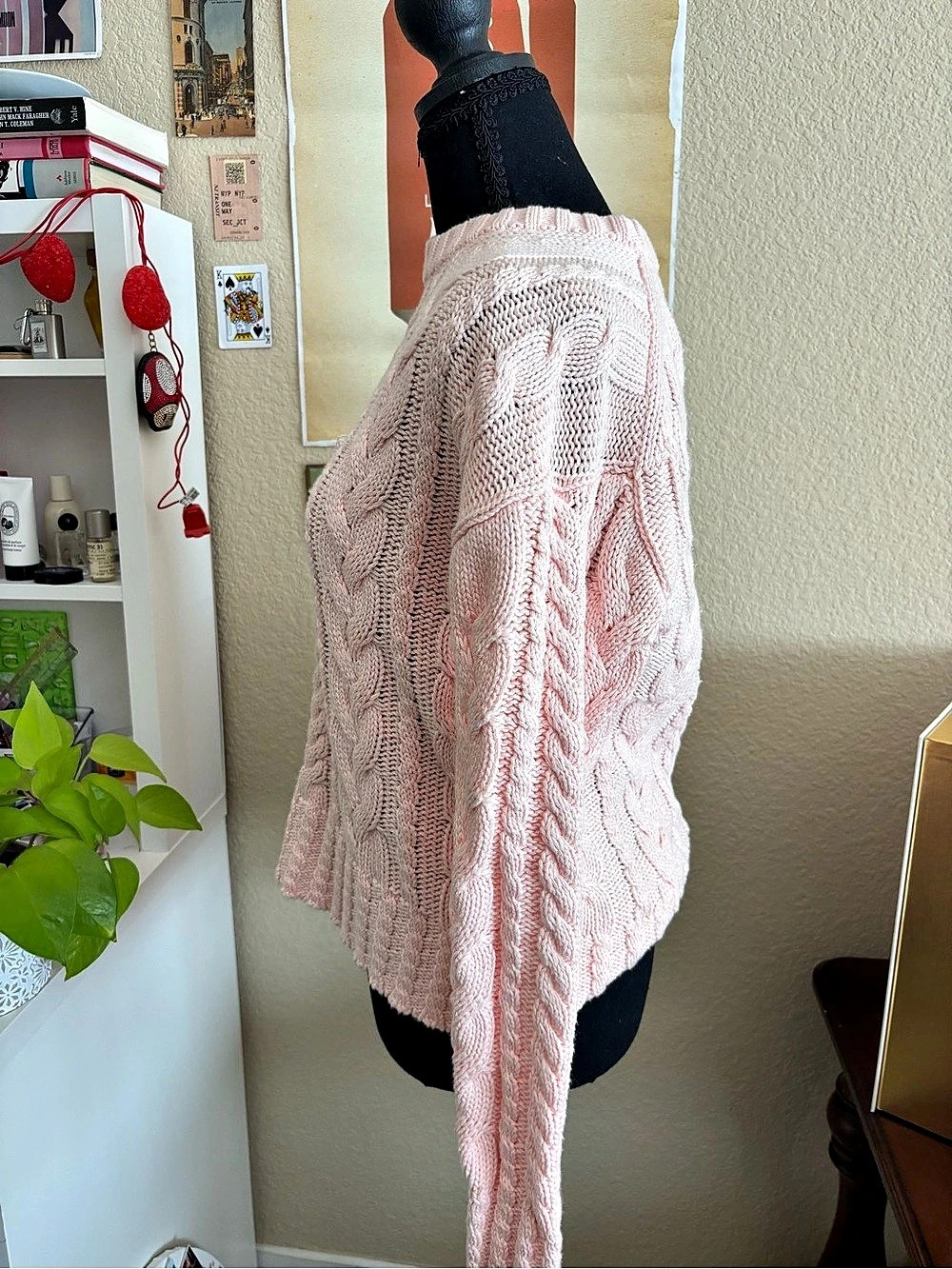 NWOT J.CREW Cable Knit Crewneck Sweater in Blush Pink Size XS - Picture 4 of 6